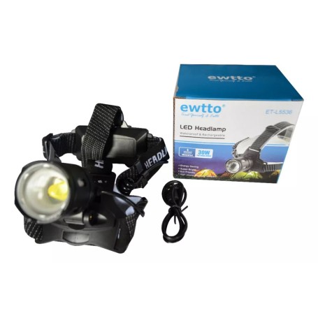 Linterna De Cabeza Ewtoo Recargable Led Zoom Potente