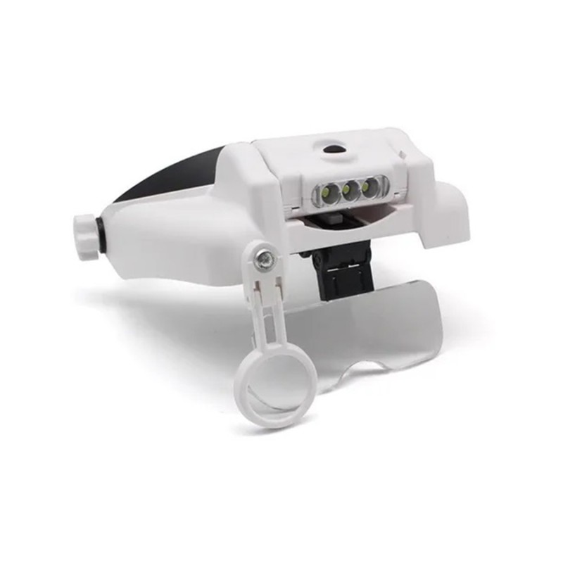 Visera Lupa Para Joyería Con 5 Lentes Intercambiables Y 2 Luces LED - Ajuste Cómodo En Cabeza O Gafas