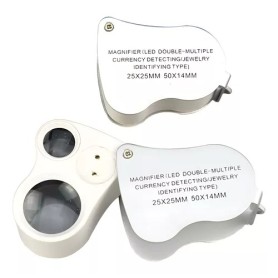 Lupa Entomológica Doble Lente 50x 14mm 25x 25mm Led Uv