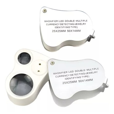 Lupa Entomológica Doble Lente 50x 14mm 25x 25mm Led Uv
