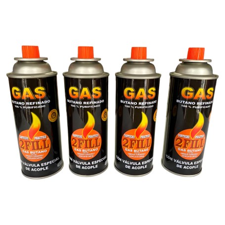 Pack 4 Gas Butano Ultra Refinado Válvula Cocinillas Cabezal