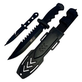 Cuchillo Puñal Táctico Supervivencia Camping + Mini Cuchillo Negro