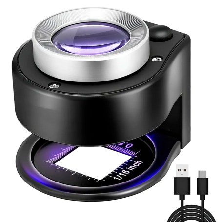 Lupa Cuenta Hilos Perito Metal Pesado Con Escala 30x Led Uv