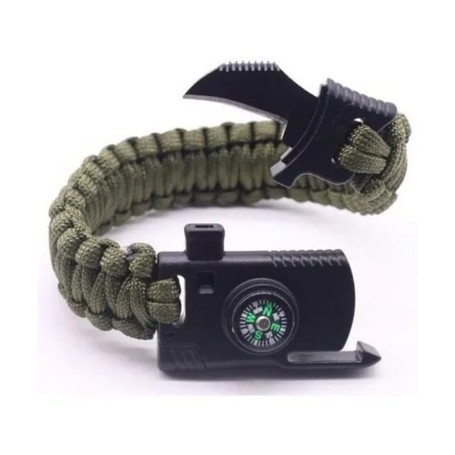 Pulsera Supervivencia 4 En1 Paracord Pedernal Brújula Navaja