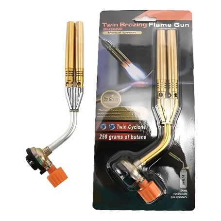 Soplete Flameador Metálico Doble Flama + Gas Butano De 485ml