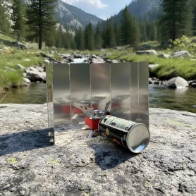 Mini Cocinilla Camping + Gas + Protector De Viento, Portatil