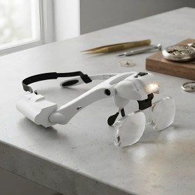 Lupa Visera De Cabeza Con Luz Led + 5 Lentes (1,2x-4,5x)