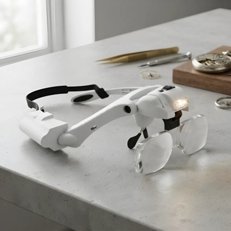 Lupa Visera De Cabeza Con Luz Led + 5 Lentes (1,2x-4,5x)