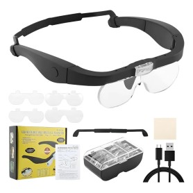 Lupa Lente Recargable Con 4 Lentes 5x De Aumento 2 Led