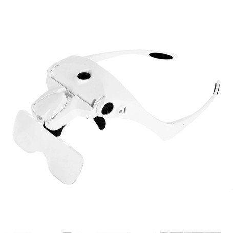 Lupa Visera De Cabeza 2 Led Recargable 5 Lentes Multifunción