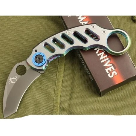 Cuchillo Combate Garra De Oso Karambit Tornasolado Manual